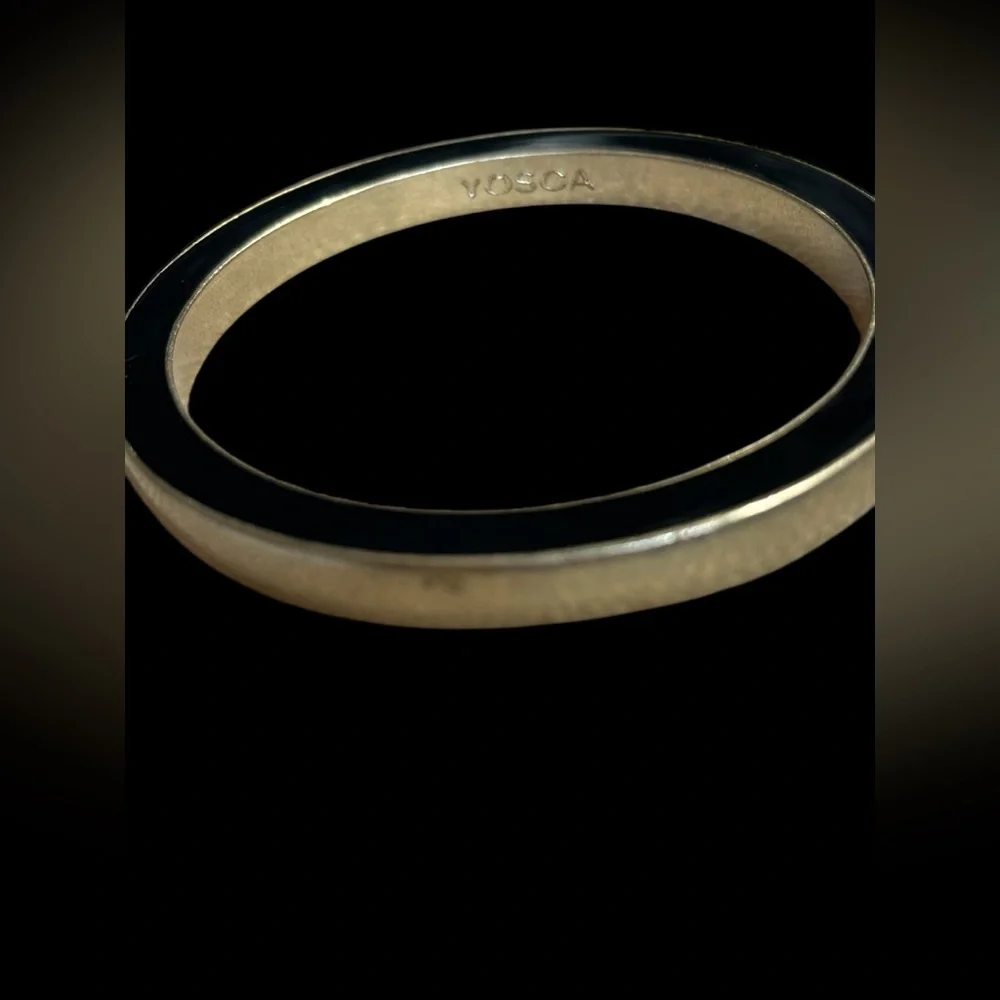 Yosca Black Enamel and Gold-Tone Women's Bangle Bracelet - Picture 3 of 3